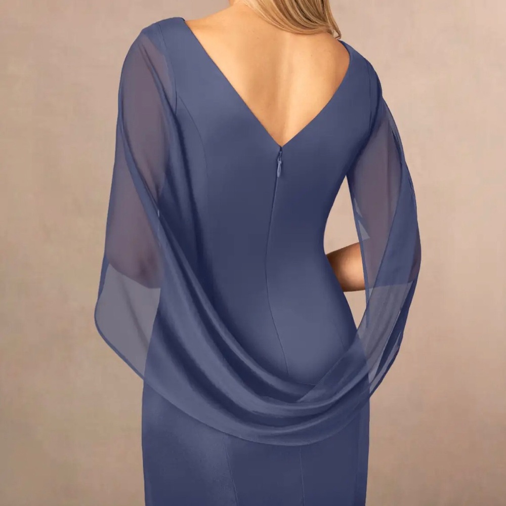 Azazie elegant Blue-Grey Gown, size 10 - Picture 4 of 15